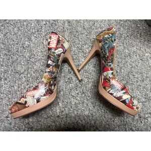 Forever 21 Marvel Thor Comic Book Print Platform Pumps Stiletto Heels Womens 9